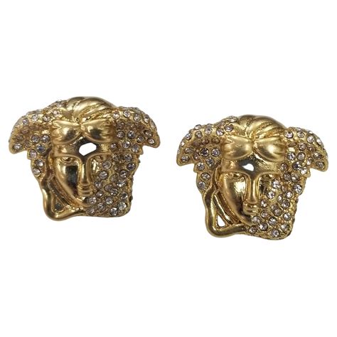 versace diamond yellow gold medusa head earrings|Versace Medusa head earrings.